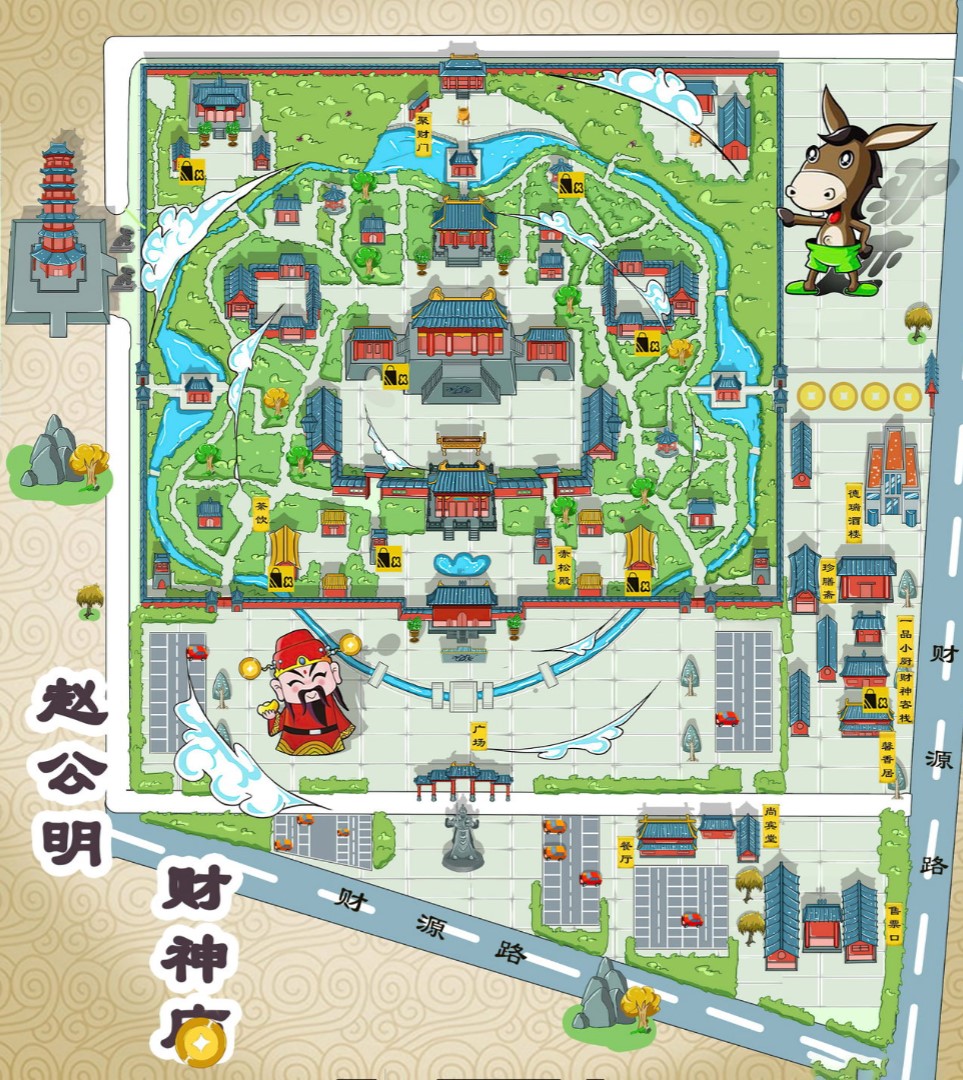 重庆寺庙类手绘地图